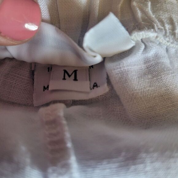 Bryn Walker 100% Linen Pull On Crop Wide Leg Pant Size Medium Beach Lightweight - Picture 4 of 9